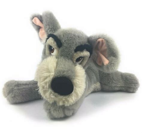 Disney Lady And The Tramp Scamp Plush Gray Puppy Dog Laying Stuffed