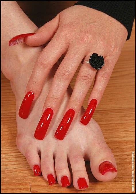 Pin By Erica Garza Pena On Nails Long Red Nails Curved Nails Red Toenails