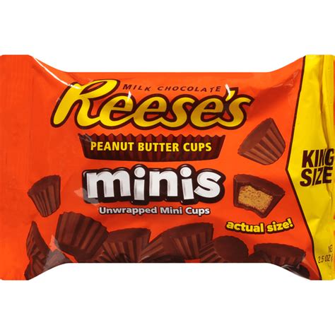 Reeses Peanut Butter Cups Milk Chocolate Minis Unwrapped King Size