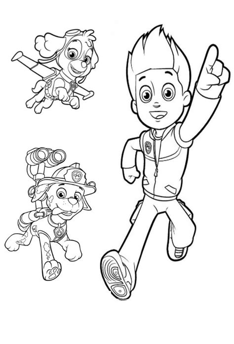 Online Coloring Book Ryder Skye And Marshall Coloring Page Drukuj