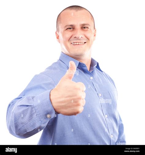 Portrait Of A Young Happy Businessman Showing Thumbs Up Sign Isolated