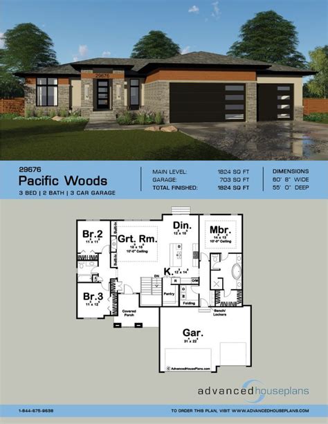 1 Story Modern Prairie Style Plan Pacific Woods House Plans House