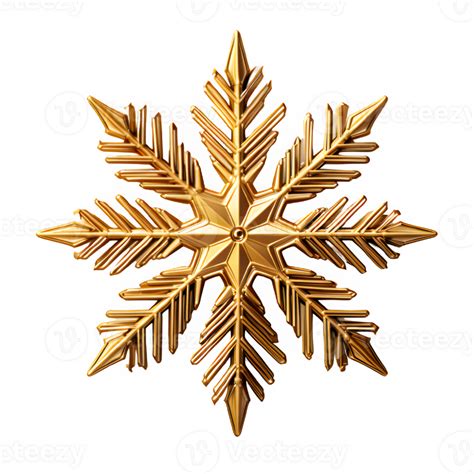 Golden Snowflake Isolated On Transparent Background Christmas Ornament