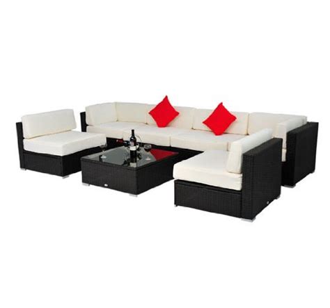 Outsunny Deluxe Outdoor Patio Pe Rattan Wicker 7 Pc Sofa Sectional