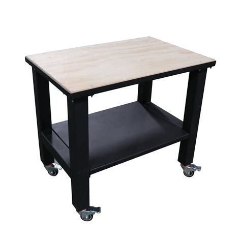 24”x36” Heavy Duty Mobile Work Table With Replaceable Wood Top And