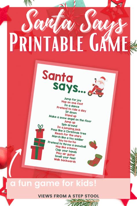 Santa Says Printable Christmas Game Views From A Step Stool