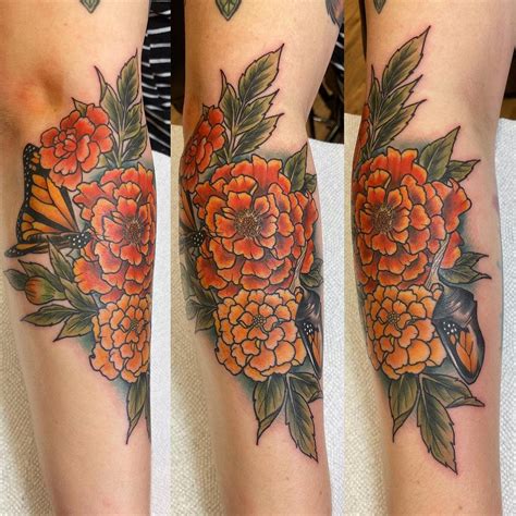 Traditional Marigold Tattoo