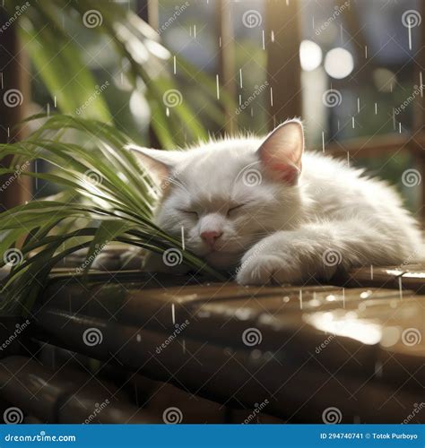 Happy Feline Companion Relaxing in Peaceful Nap. Generative AI Stock