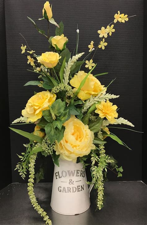 Yellow Spring In A Pitcher 2017 By Andrea Spring Flower Arrangements