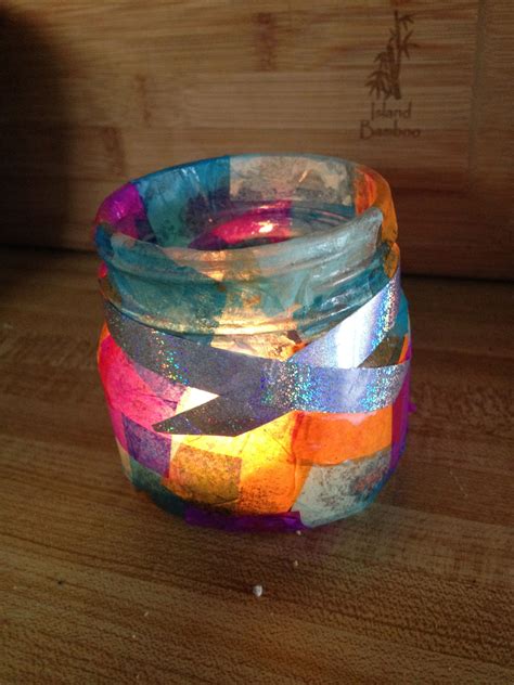 The Stained Glass Candle Holder Is Just Tissue Paper Mod Podged Onto