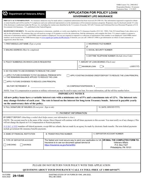 Va Form 29 4125 Claim For One Sum Payment—government Life Insurance
