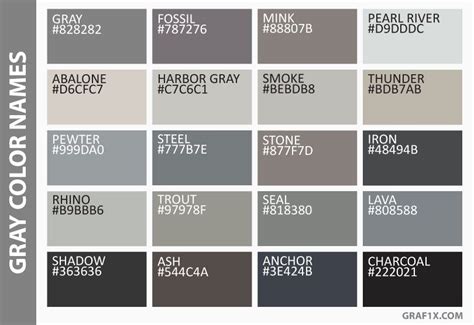 List Of Colors With Color Names Color Names Baby Grey