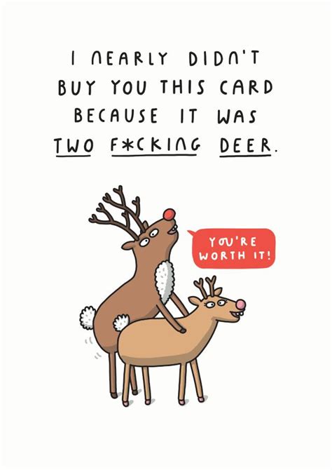 Funny Rude Cheeky Reindeer Pun Two Fucking Deer Joke You Re Worth It Christmas