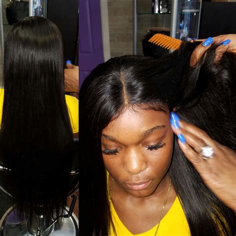 It's a black owned and operated salon and barbershop , and it always has something more. full sew-in frontal weave | Natural hair salons, Black ...
