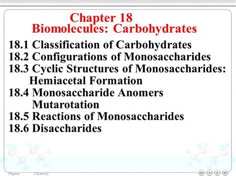 Chapter 18 Biomolecules Carbohydrates 181 Classification Of