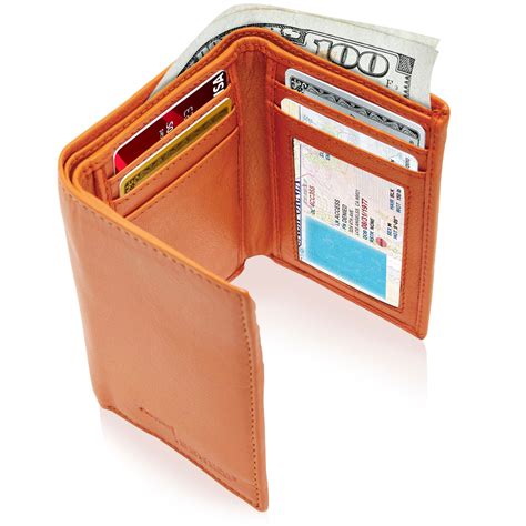 Genuine Leather Trifold Wallets For Men Mens Trifold Wallet With Id