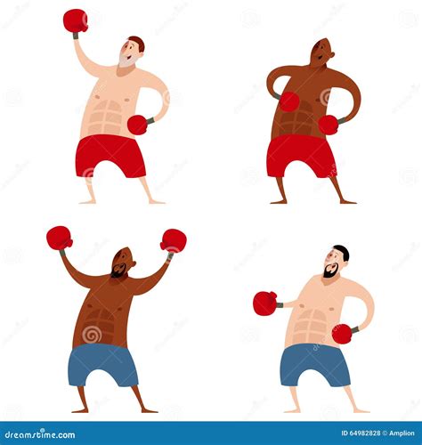 Set Of Boxers Stock Vector Illustration Of Muscular 64982828