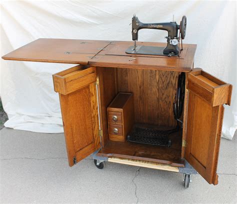 Bargain Johns Antiques Antique Fancy Oak Sewing Machine Cabinet