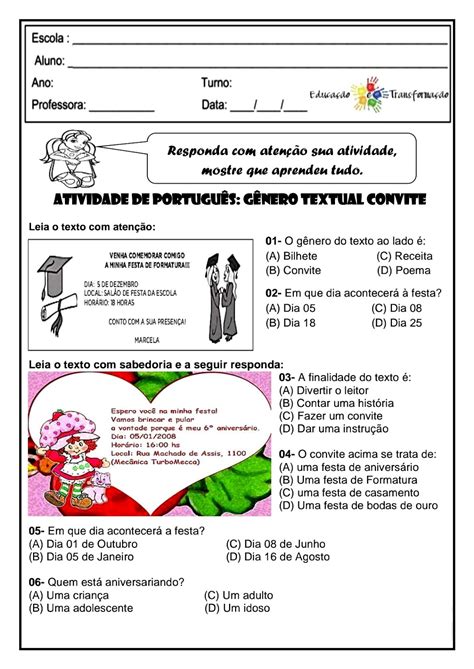 Gêneros Textuais Atividades Variadas De Língua Portuguesa Para