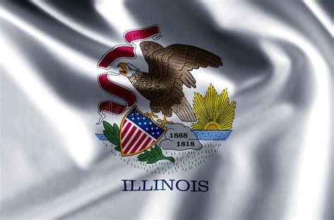 Illinois Realistic Flag Illustration Stock Illustration Illustration