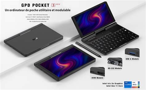Gpd Pocket 3 Mini Laptop Mit Core I7 1195g7 Cpu 16gb Lpddr4x Ram 1tb
