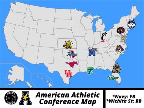 American Athletic Conference Map Football And Basketball Slackie