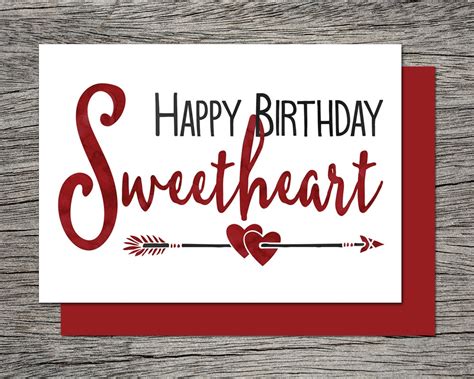 Printable Birthday Card Happy Birthday Sweetheart Instant