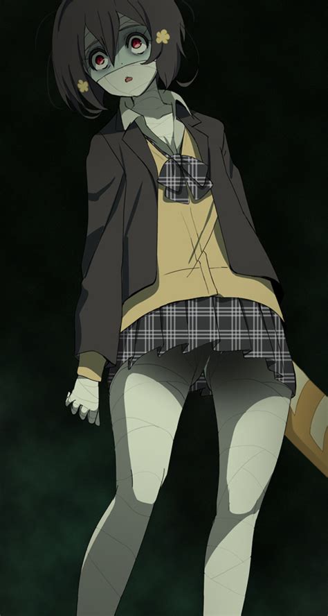 Haruyama Kazunori Mizuno Ai Zombie Land Saga Plaid Neckwear 10s 1girl Bandaged Leg