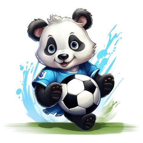 Premium Ai Image Cute Panda Playing Football Unveiled In 4k Drawing