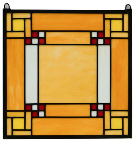 Stained Glass Window Frank Lloyd Wright Panel Prairie Style 16 X 16 Craftsman Stained
