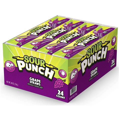 Sour Punch Grape Straws Candy 2 Ounce 288 Per Case
