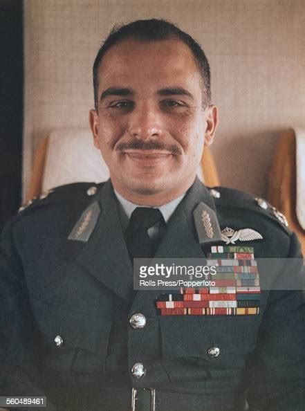Portrait Of King Hussein Of Jordan Wearing Military Uniform Circa