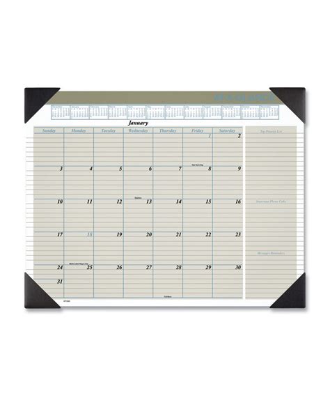 Executive Monthly Desk Pad Calendar 22 X 17 White Sheets Black
