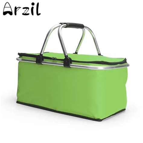 Oxford Cloth Folding Picnic Basket Portable Insulated Camping Cooler