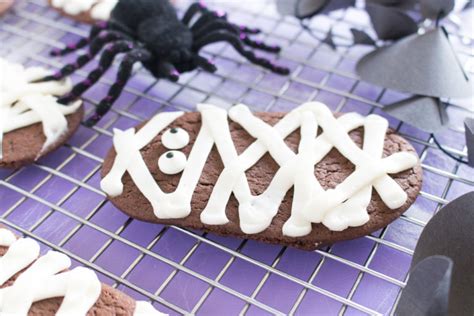 Chocolate Mummy Cookies For Halloween Cake Batter Cookies Club Crafted