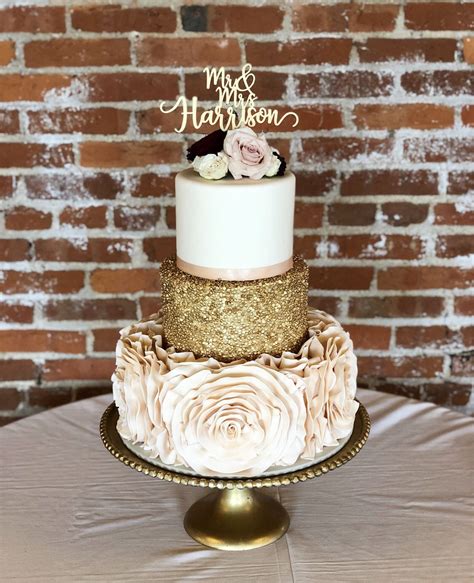 Blush Gold Wedding Cake Ruffle Wedding Cake Gold