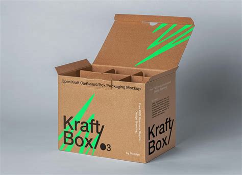 Free Cardboard Carton Box With Dividers Mockup Psd Good Mockups