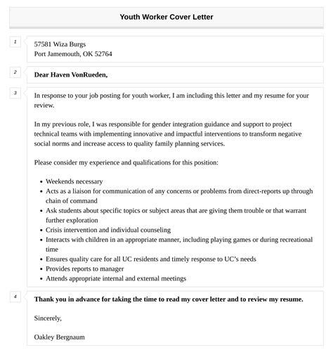 Youth Worker Cover Letter Velvet Jobs