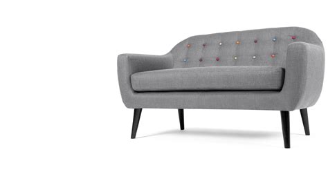 Ritchie 2 Seater Sofa Pearl Grey With Rainbow Buttons 2