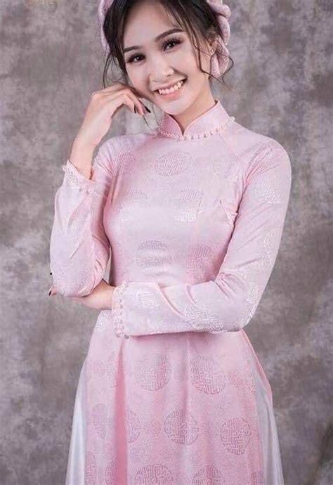 Elegant Vietnamese Pink Wedding Ao Dai Dress Pearls Etsy