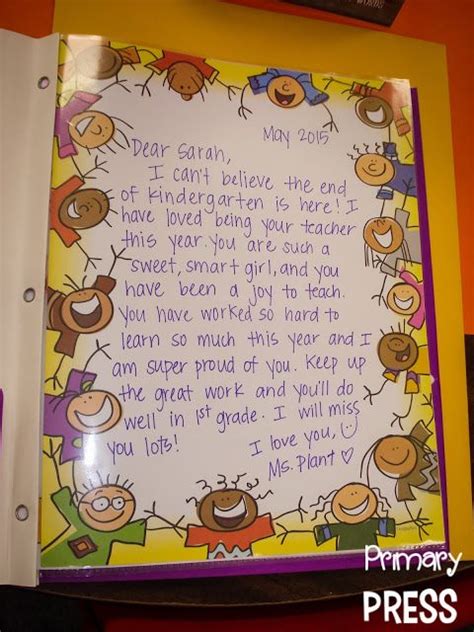 End Of The Year Primary Press Memory Book Kindergarten Letter To