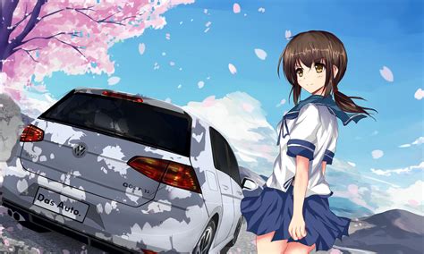 Anime Girl With Car Wallpapers Wallpaper Cave