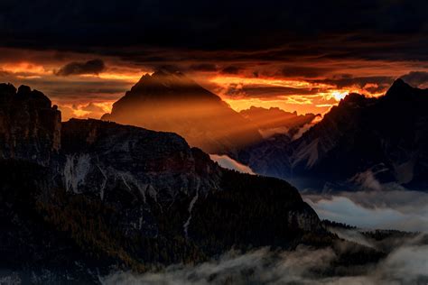 Landscape Nature Mountain Summer Dolomites Mountains Italy Alps Sunrise