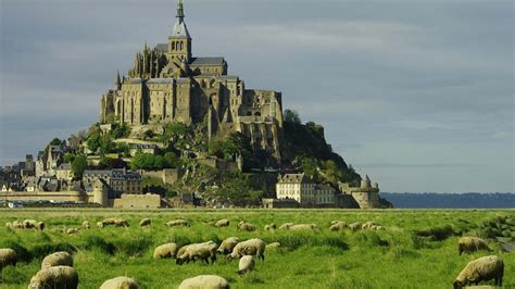 1920x1080 Mont Saint Michel Castle France Plains Sheep Old Building