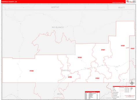 Garfield County CO Zip Code Wall Map Red Line Style By MarketMAPS MapSales