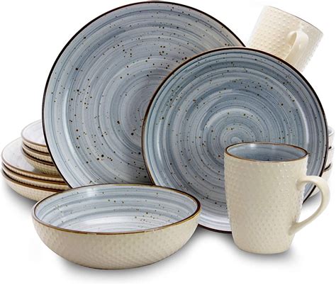 See more ideas about stoneware dinnerware, dinnerware, stoneware. Elama Embossed Stoneware Ocean Dinnerware Set For Everyday Use