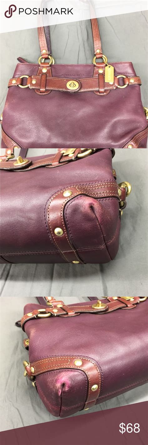 Coach Carly Satchel Handbag Plum Leather Handbag Satchel Handbags Leather
