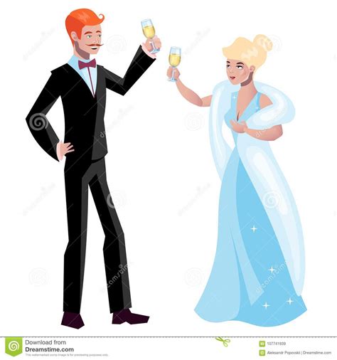 Man And Woman In Vintage Style Clothes Stock Vector