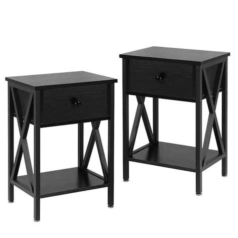 Vecelo Nightstands X Design Side End Table Night Stand Storage Shelf