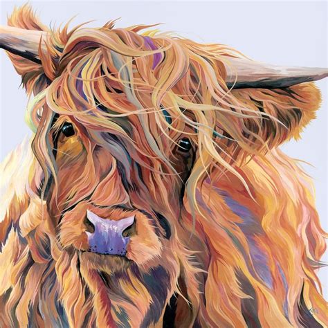 Colourful Highland Cow Painting Of Scarlett By Lauren S Cows In